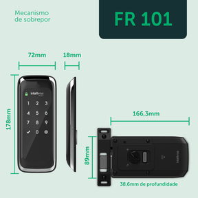 Fechadura Digital de Sobrepor Touch Screen FR 101 Preta