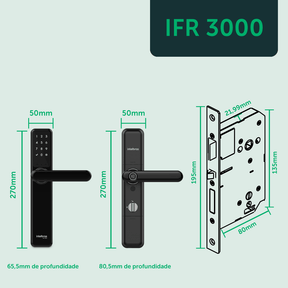 Fechadura Digital de Embutir com Maçaneta IFR 3000 Preto